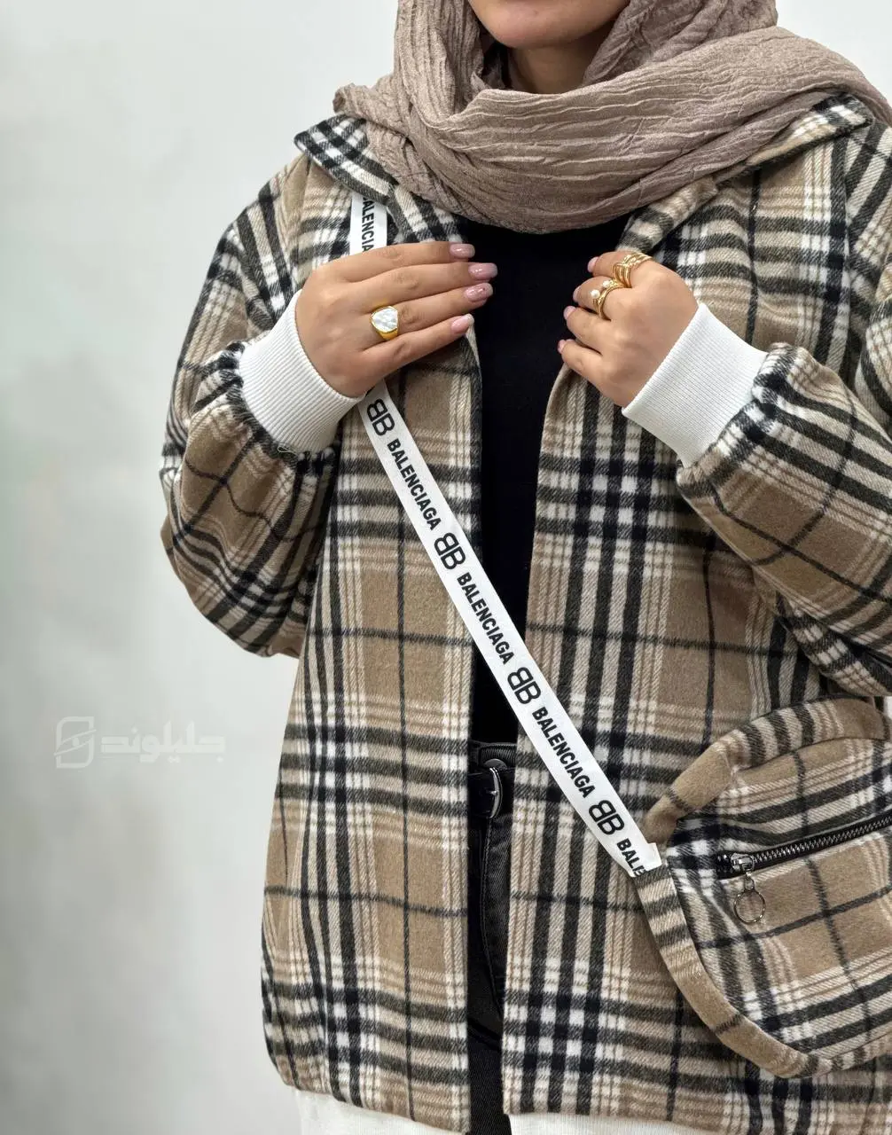 پالتو پشمی آستردار با کیف